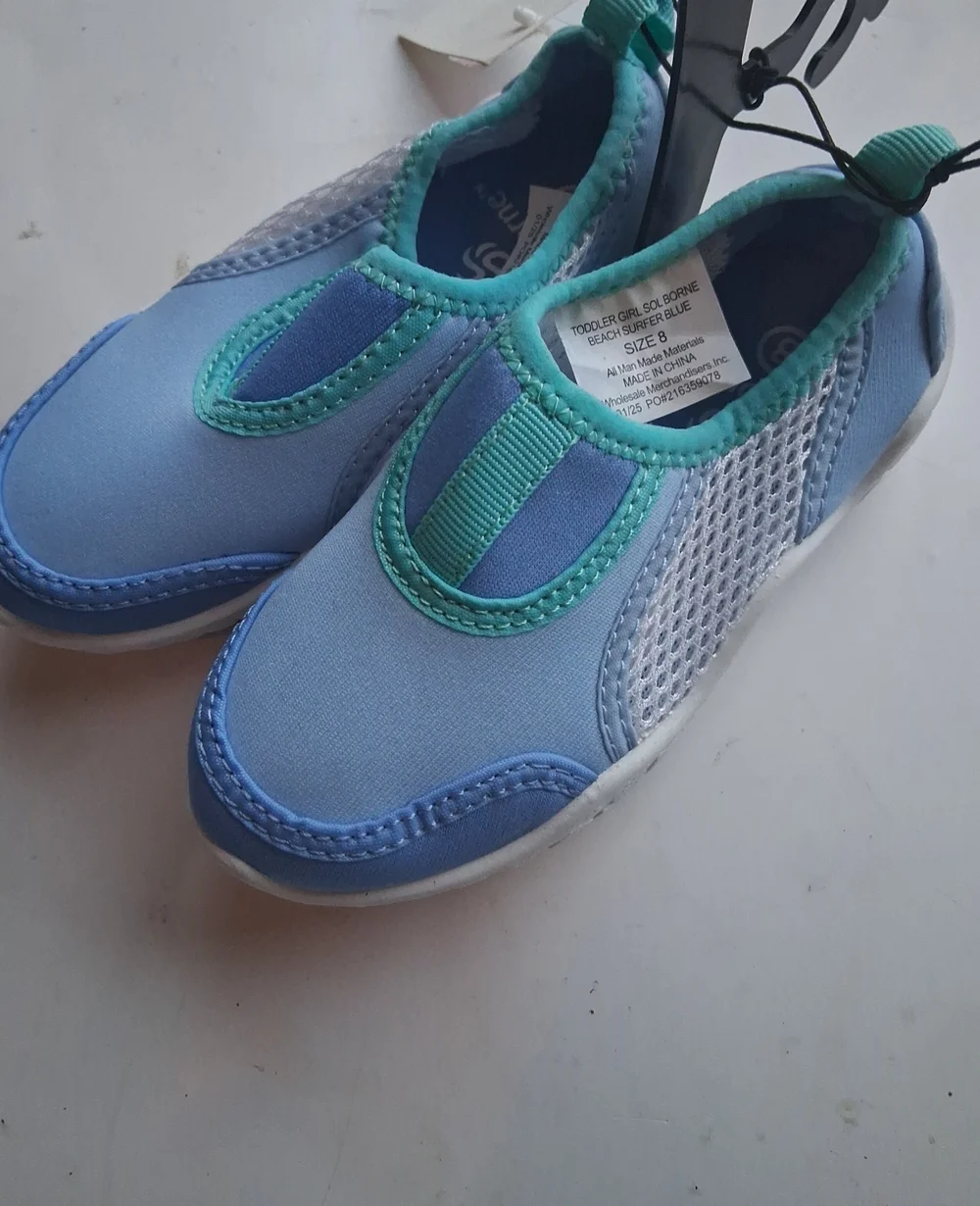 Blue Sol Borne Water Shoes White with Blue And Green 8